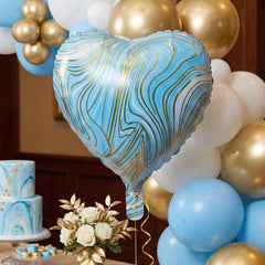 Blue Marble Heart Foil Balloon Ð Bright & Festive Party Decor