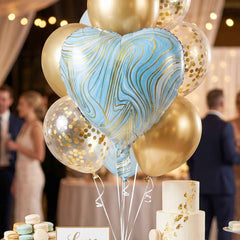 Blue Marble Heart Foil Balloon Ð Bright & Festive Party Decor