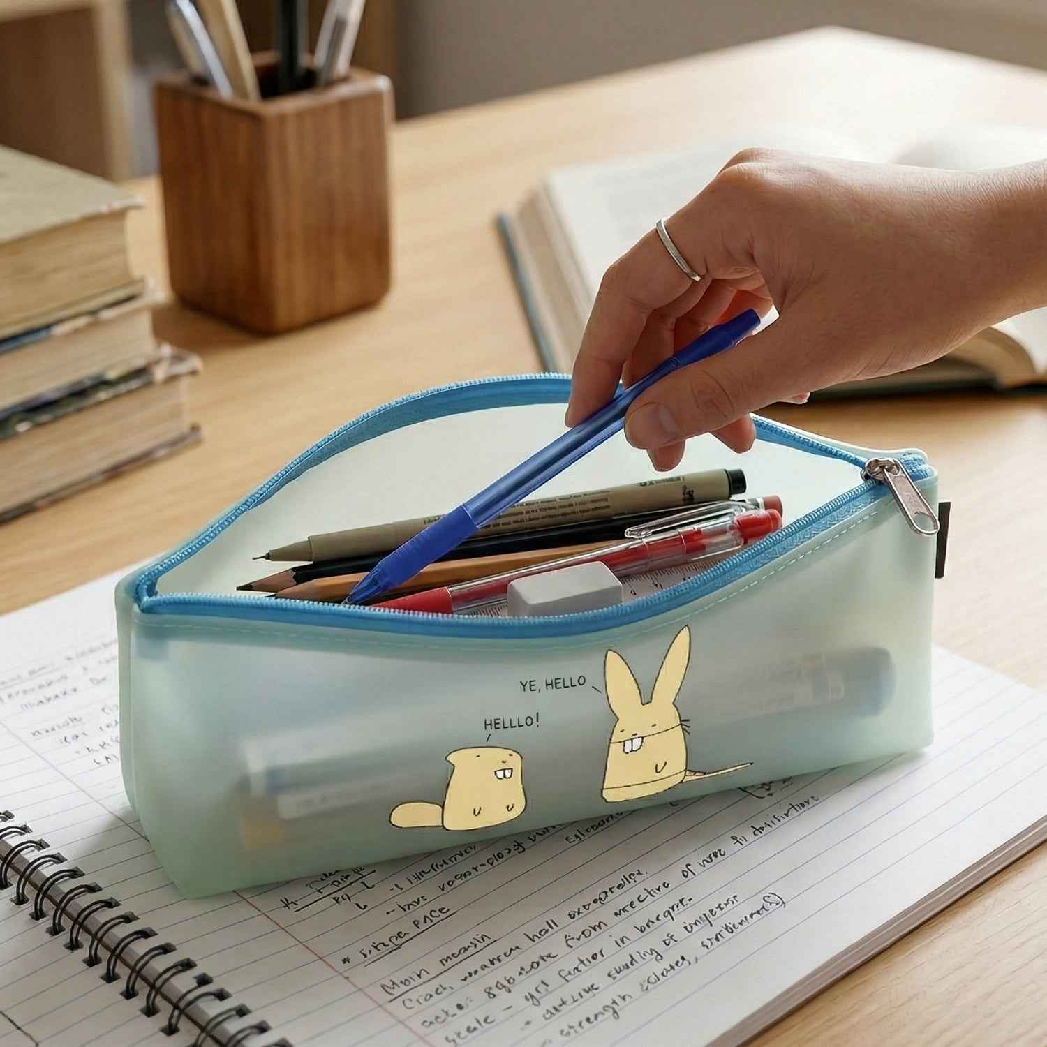 Cute Cartoon Transparent Pencil Pouch – Waterproof & Stylish Organizer