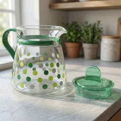 Glass Tea Pot Set – Elegant Polka Dot Design with Matching Cups
