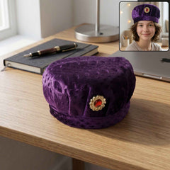 Velvet Boys Cap – Elegant Festive Headwear with Stone Brooch