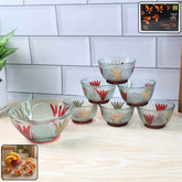 Glass Dessert Bowl Set – 7 Pc Rose Design | Serve Stellar