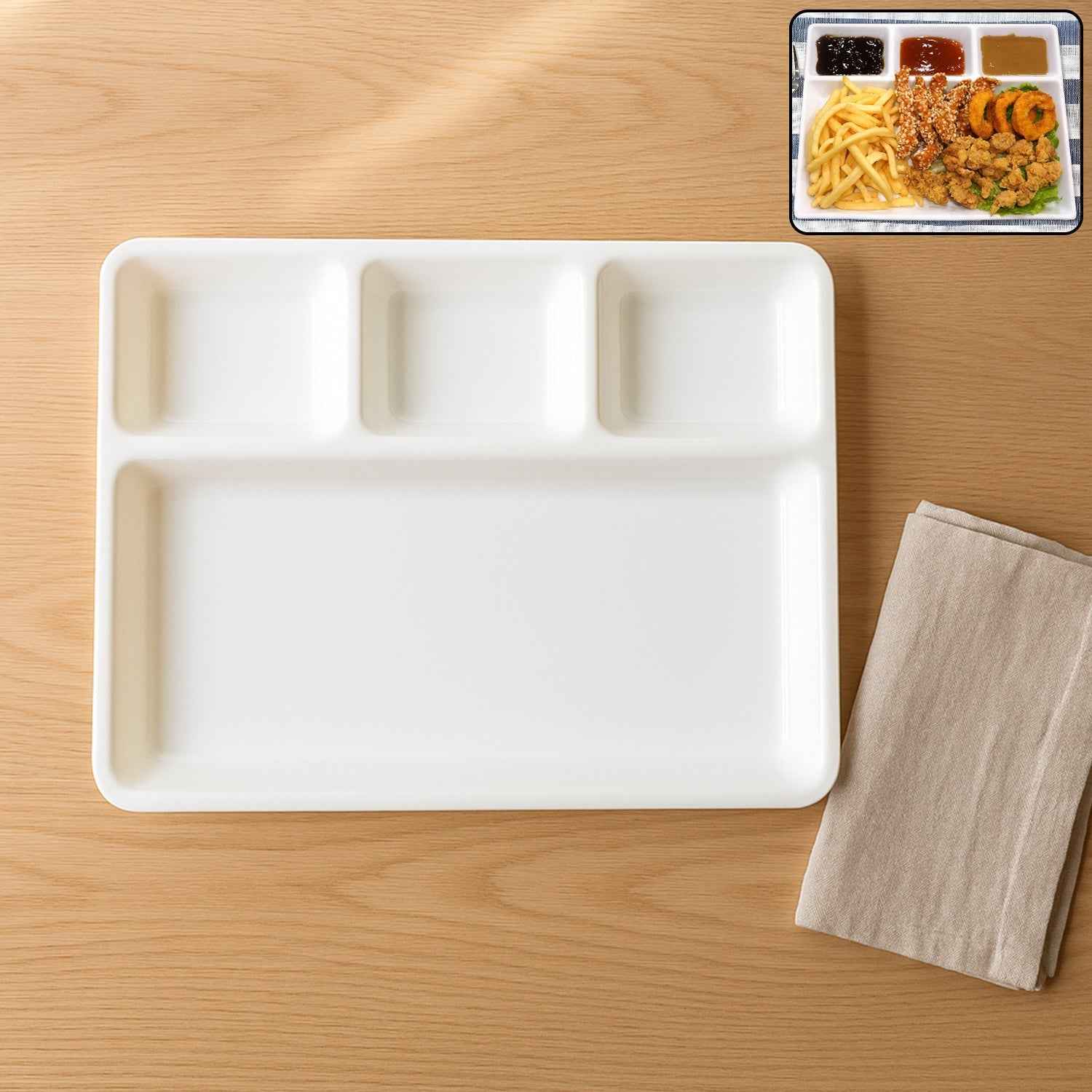 4-Compartment Serving Tray – Portion Control & Mess-Free Meals