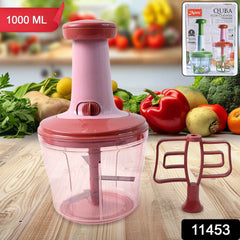 Push Chopper 1000ml – Sharp Stainless Steel Blades, Easy Prep