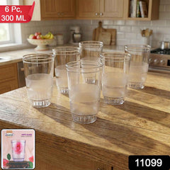 Janta Drinking Glass Set – 6 Pc with Frosted Grip, 300ml Each