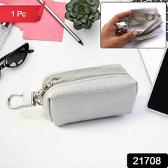 Compact Zipper Key Pouch – Secure Mini Coin Purse with Metal Clip