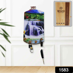 Wooden Wall Decor with Hooks – Vertical Scenery Art | GlimmerHome