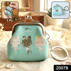 Cartoon Cat Mini Coin Purse Keychain – Portable & Stylish