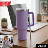 Insulated Tumbler Mug – Large 1200ML Capacity with Handle & Straw