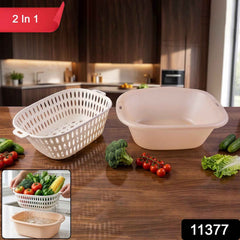 2 in 1 Plastic Double Drain Basket Ð Multi-Purpose Kitchen Tool