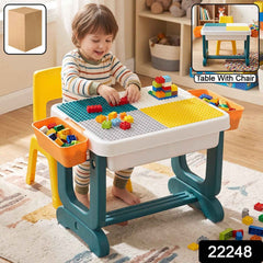 Kids Building Block Activity Table and Chair Set with Storage Bins, STUDY TABLE (2 Pc Set)