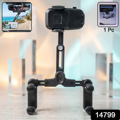 Car Rear View Mirror Phone Holder – 360° Adjustable & Retractable