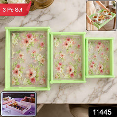 Serving Tray Set Ð Elegant Floral Design with Side Handles