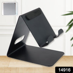 Close-up view of durable metal mobile and tablet stand with anti-slip silicone pads