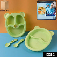 Kids Mealtime Feeding Set – 4-Piece BPA-Free Durable Plate & Spoon Set