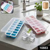 Plastic Ice Cube Tray with Lid Ð Hygienic & Easy Release, Pack of 2