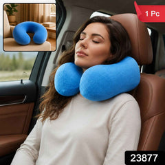 U Shaped Soft Neck Pillow Blue Travel Pillow Head Neck Support (1 Pc)