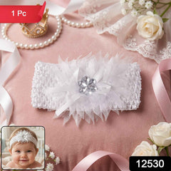 Stylish baby hair headband with floral bow kept in place comfortably