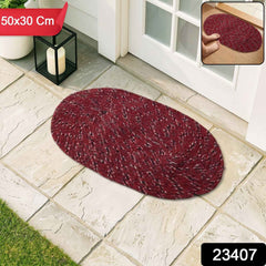 Red Oval Non-Slip Floor Mat Ð Durable & Soft for Indoor Use