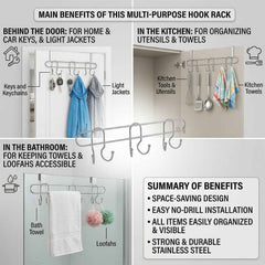 Wall Mounted Metal Hook Rack – Sleek & Heavy Duty Organizer