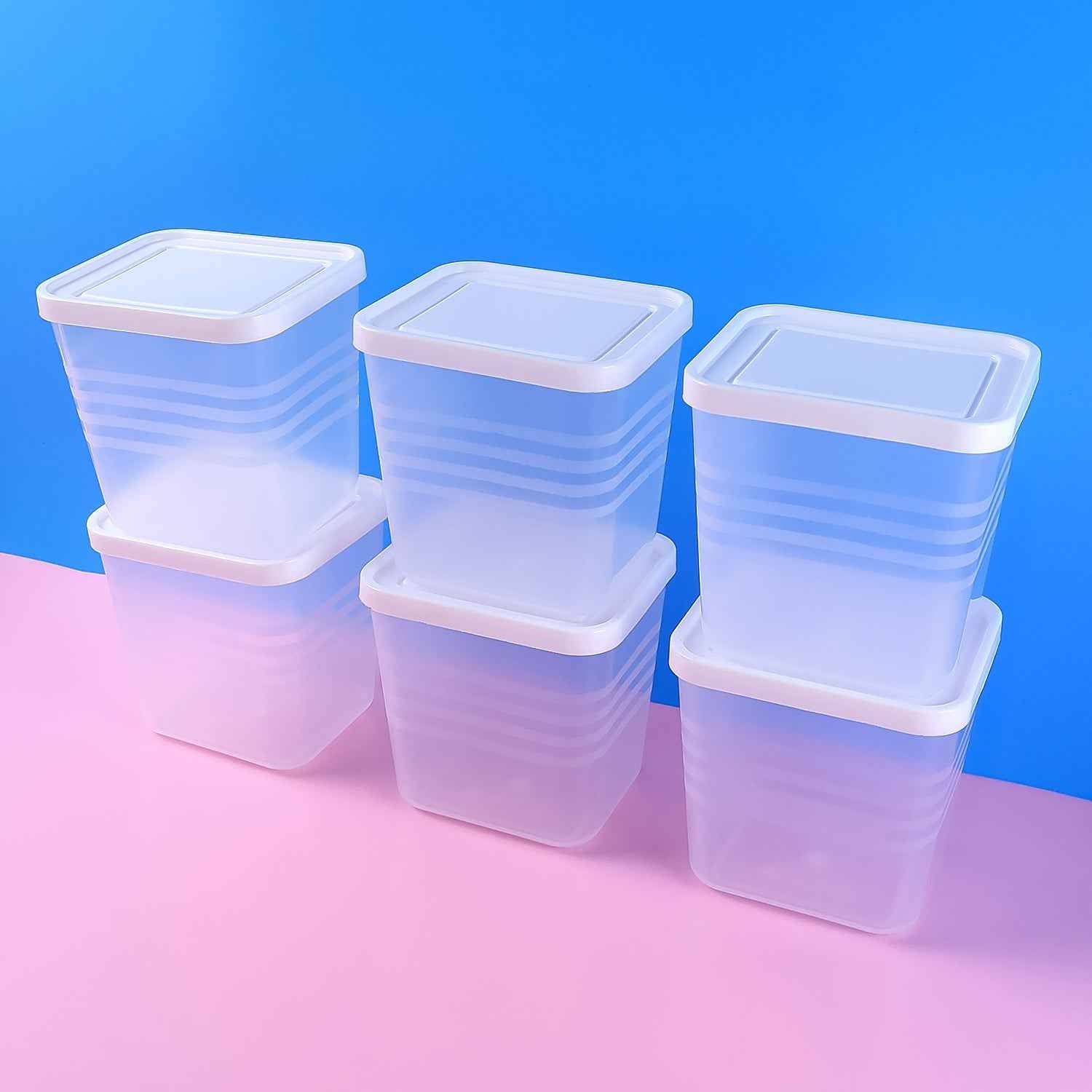 Airtight Square Plastic Food Storage Container Set – 6-Piece Clear Kit