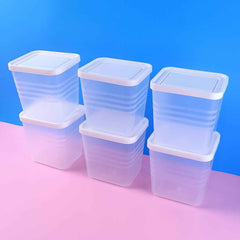 Airtight Square Plastic Food Storage Container Set – 6-Piece Clear Kit