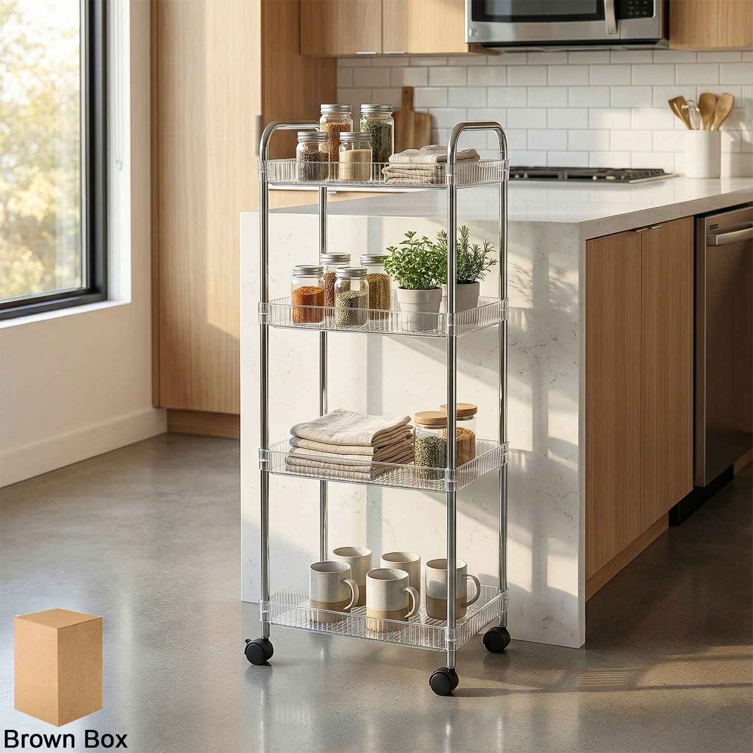 4 Layer Storage Trolley with Wheels – Multipurpose Organizer Cart