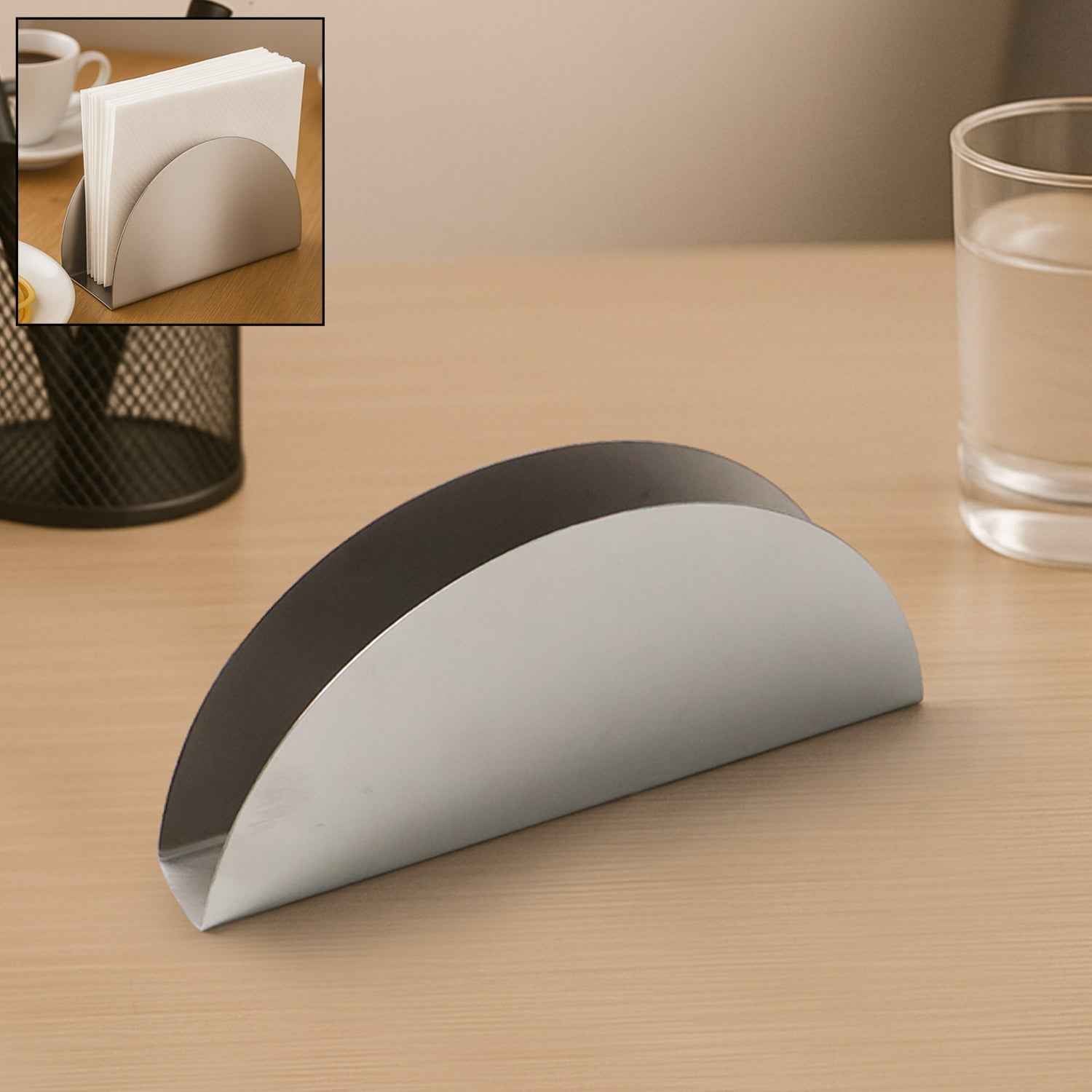 Stainless Steel Napkin Holder – Sleek Half-Moon Design
