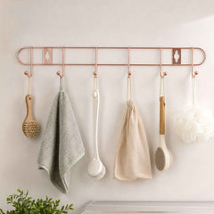Wall Mounted Hook Rack Ð Space Saving & Stylish Rose Gold Finish