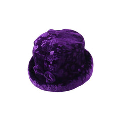 Velvet Floral Bucket Hat – Elegant Winter Accessory for Women