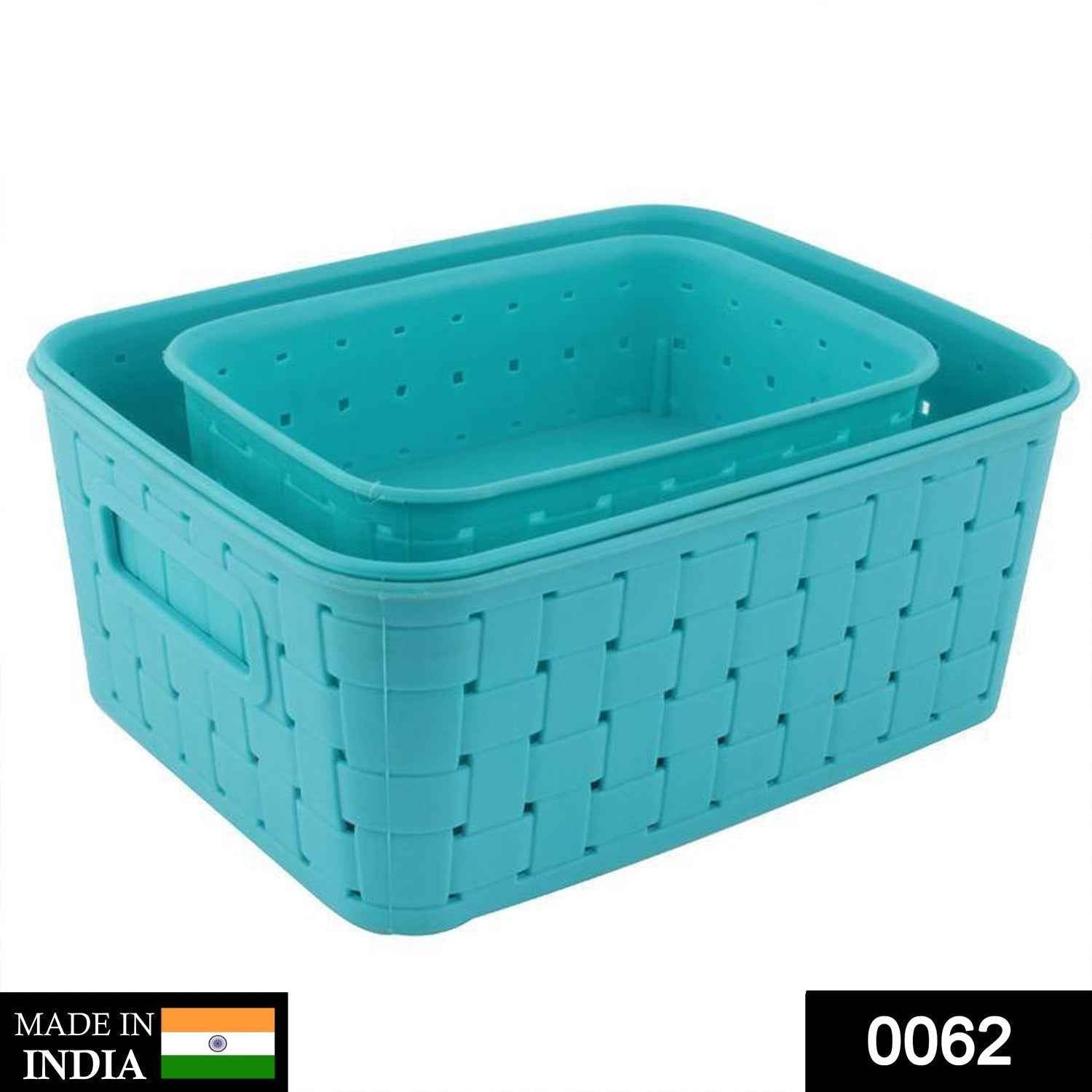 Storage Baskets Set – Food-Grade Plastic, Sky Blue | Organivo