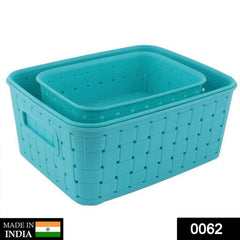 Storage Baskets Set – Food-Grade Plastic, Sky Blue | Organivo