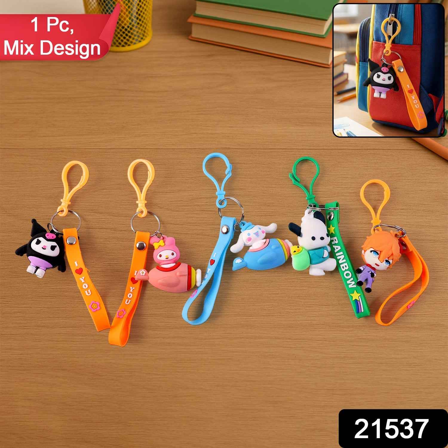 Cartoon Character Bag Charm Keychain – Cute Clip-On Accessory