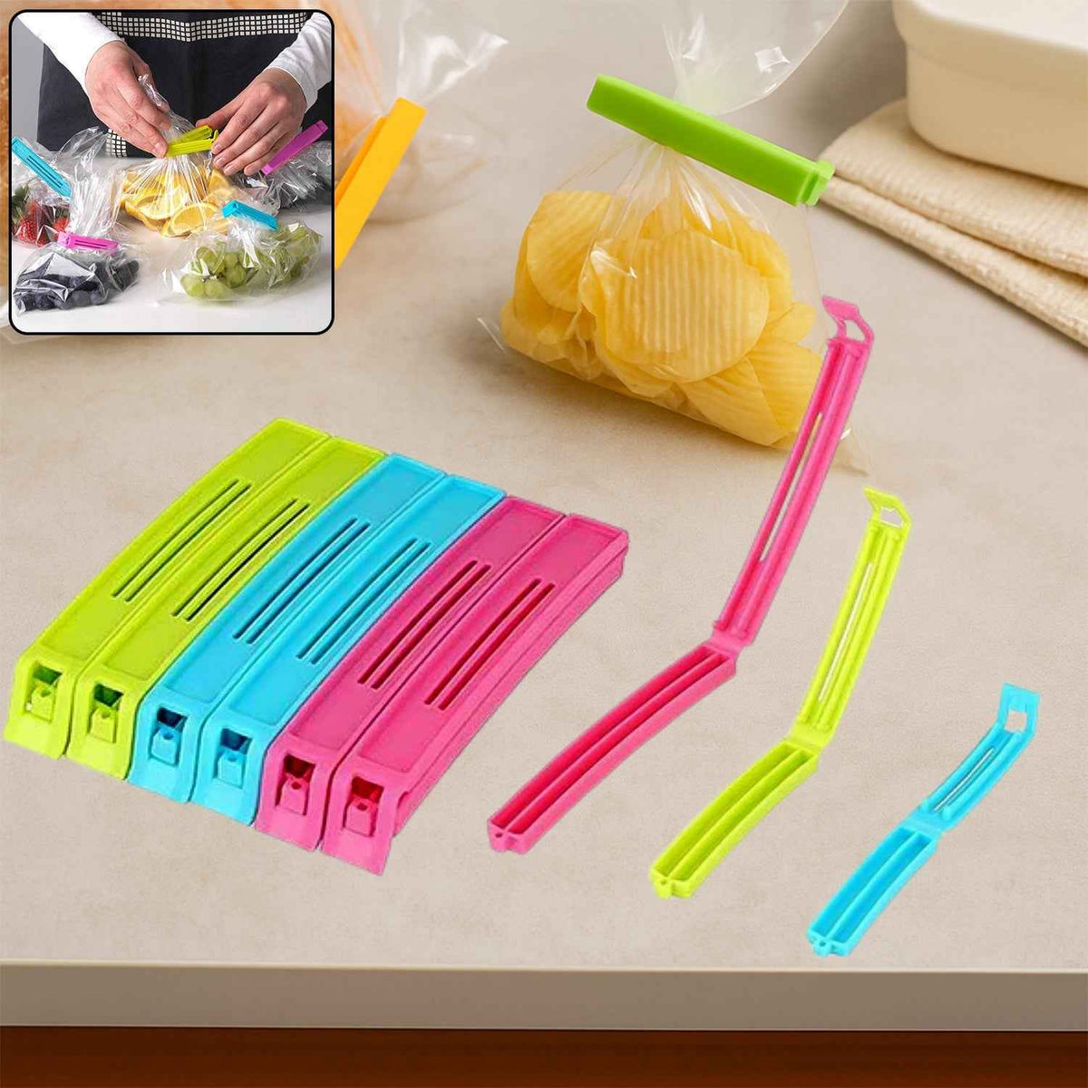 Snack Bag Clips – 18 Pc Multicolour Set | Tidy Table