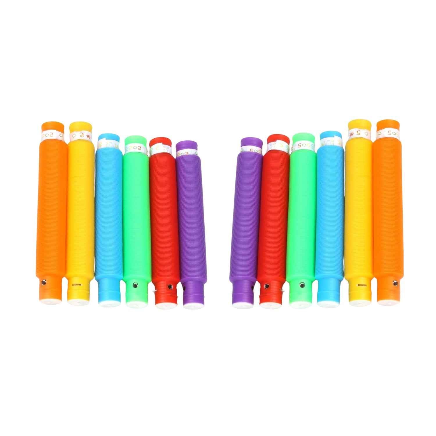 Sensory Fidget Tubes – 12-Pack Colorful Stretch & Pop Toys | Little Learners