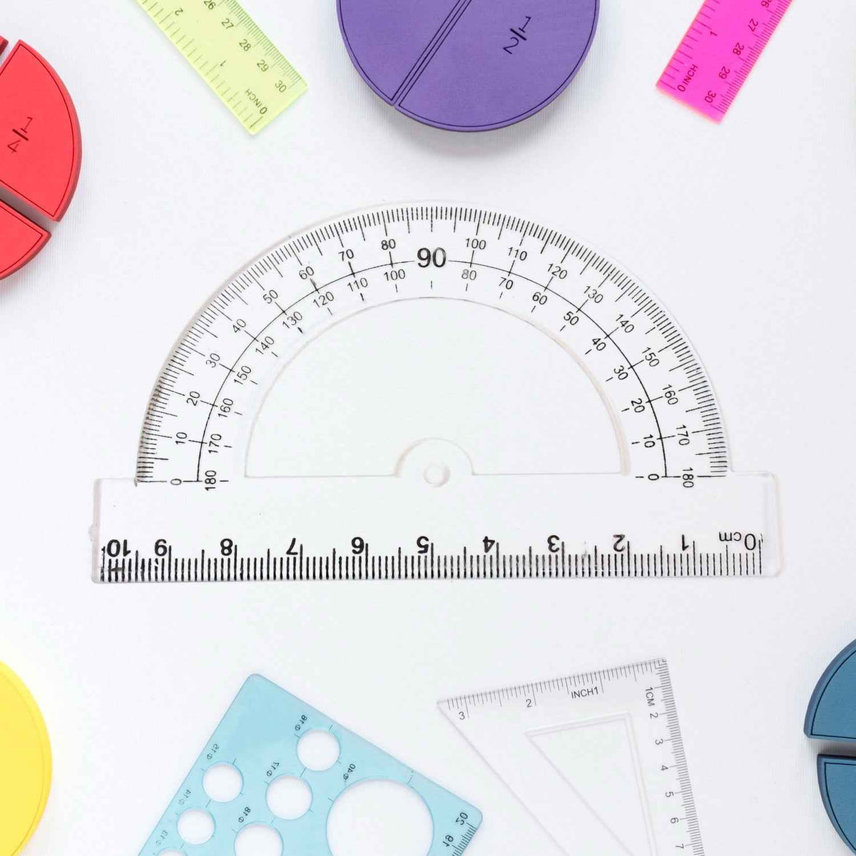 Plastic Geometry Set – Accurate Triangle Ruler & Protractor