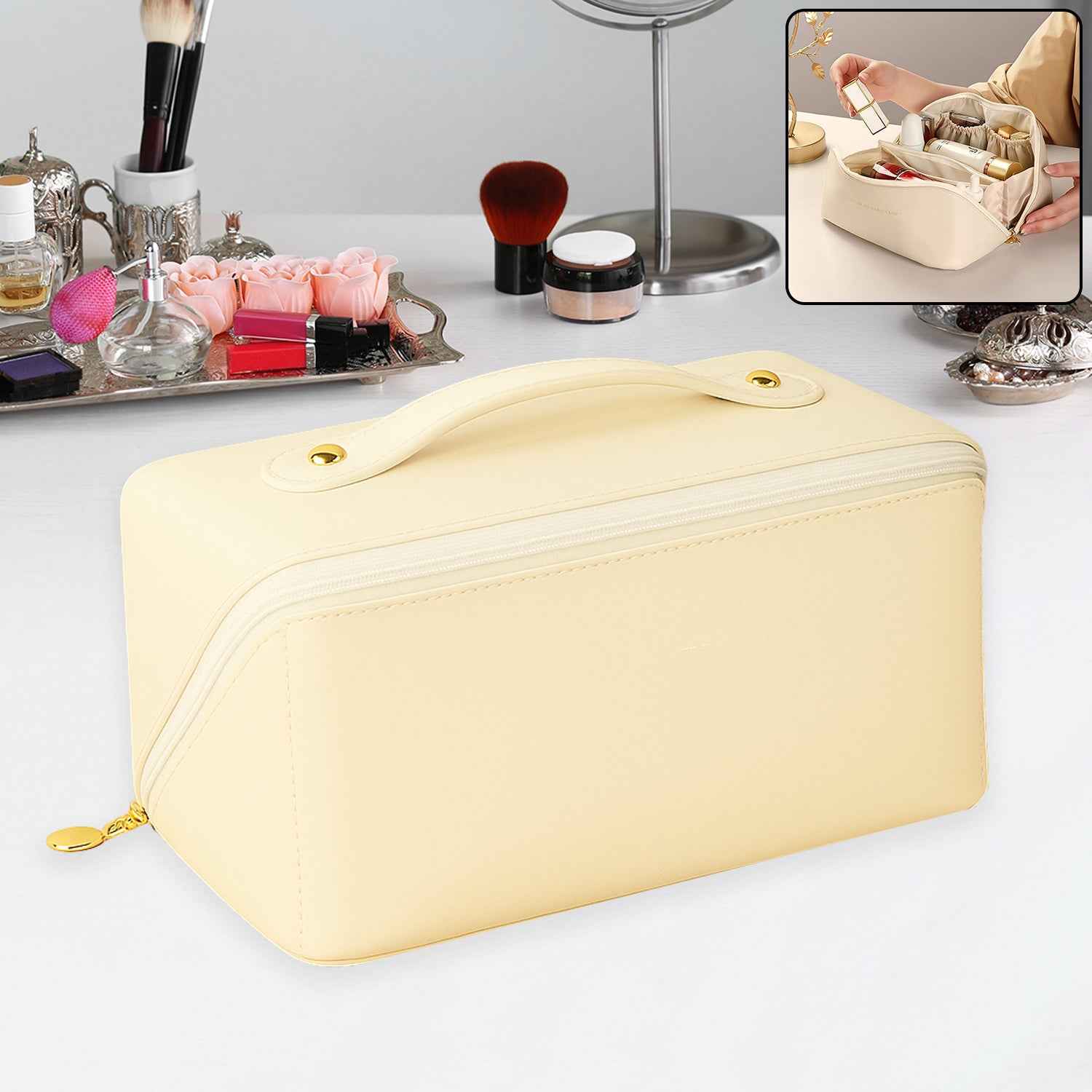 Travel Makeup Organizer – Waterproof Compact Cosmetic Pouch