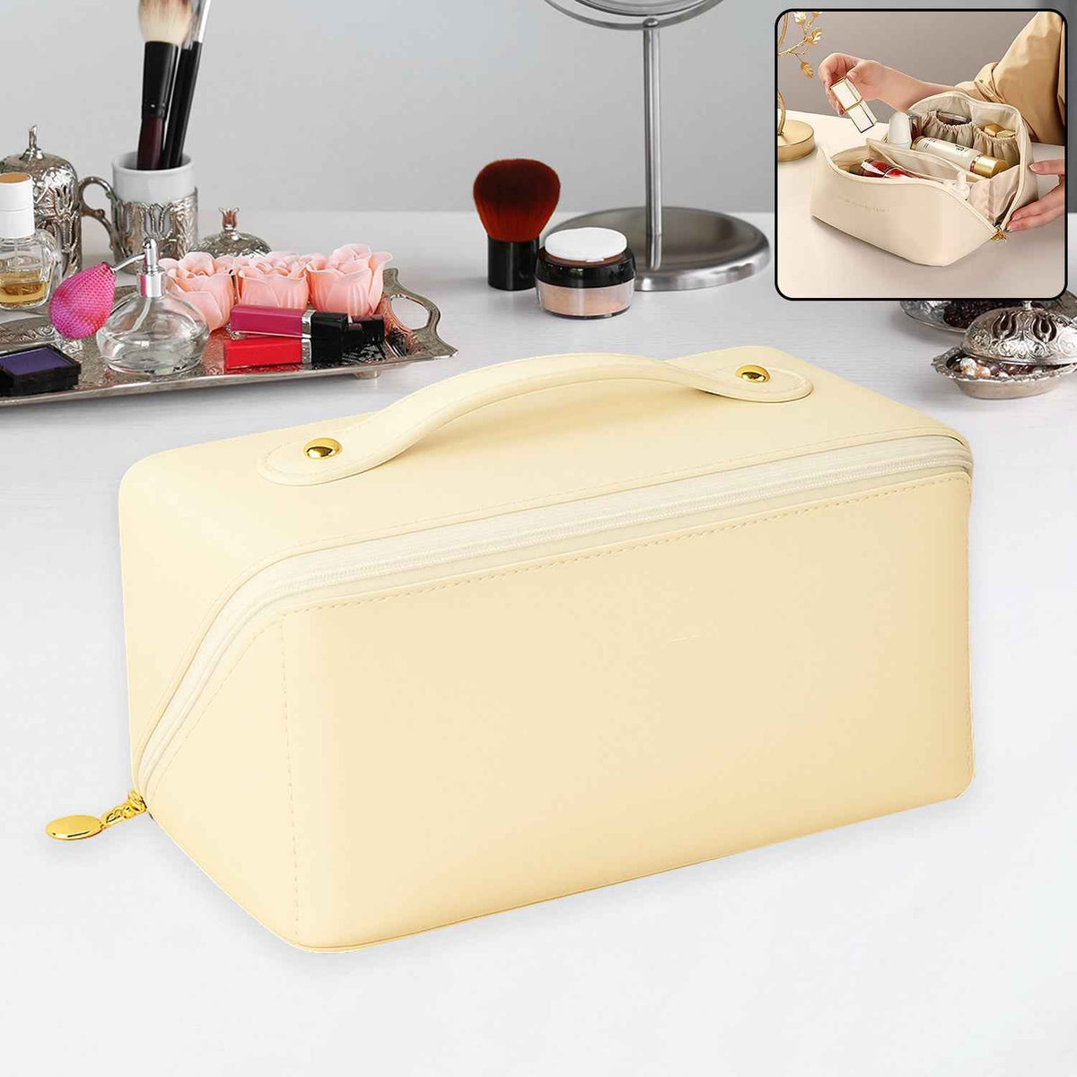 Travel Makeup Organizer – Waterproof Compact Cosmetic Pouch