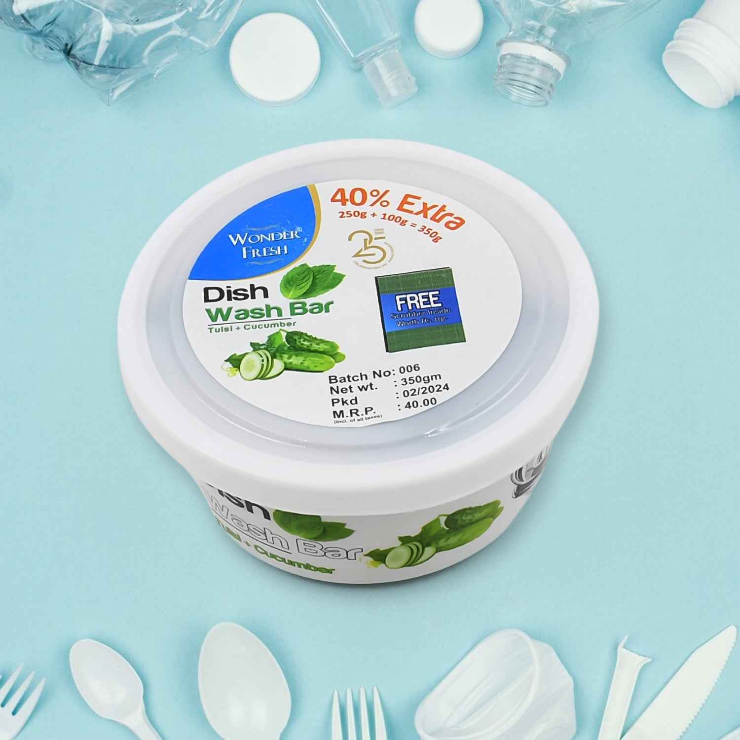 Dishwash Bar – Fresh Mix Flavor with Scrubber | Wonder Fresh