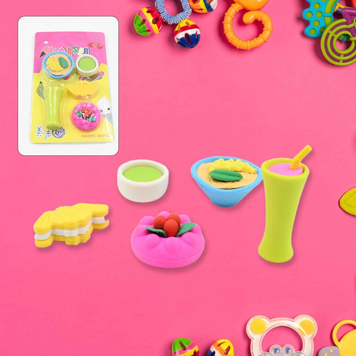 Fancy Erasers for Kids – 3D Mix Design Colorful Set | Writezo