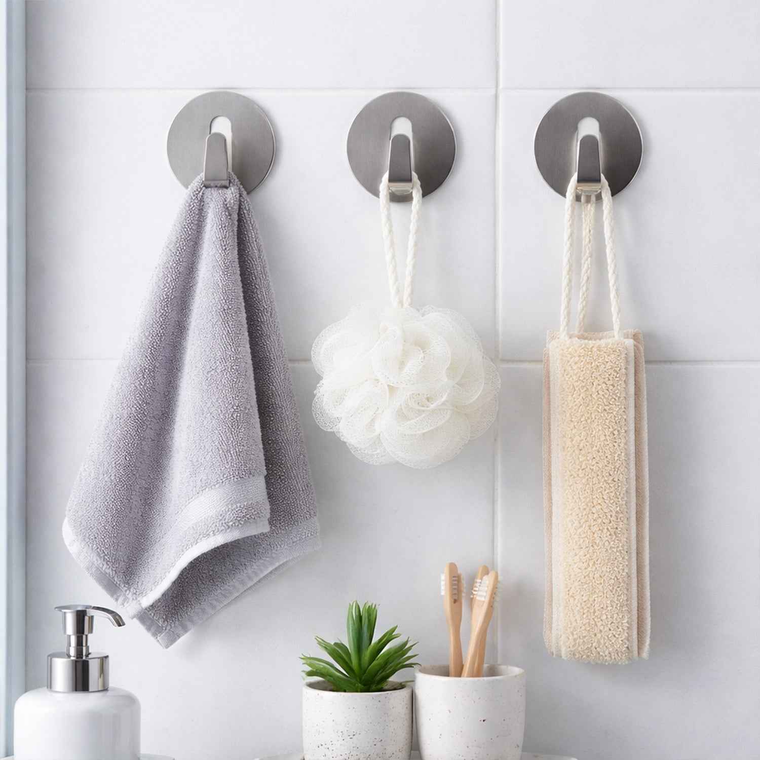 Stainless Steel Hooks – Waterproof Self-Adhesive | GlimmerHome