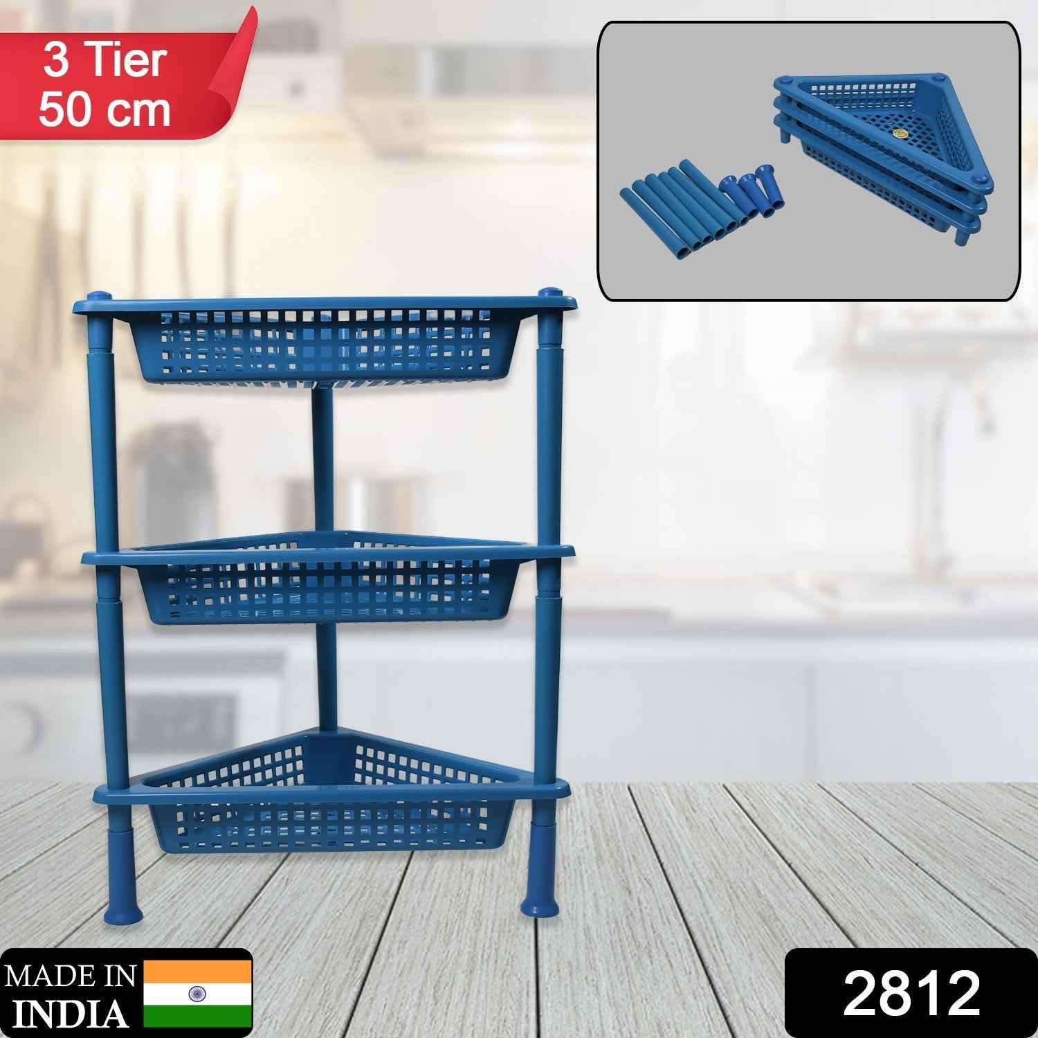 3-Tier Plastic Storage Rack – Multi-purpose Shelf | VoltDesk