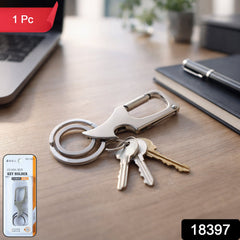 Metal key holder with dual rings and secure lock