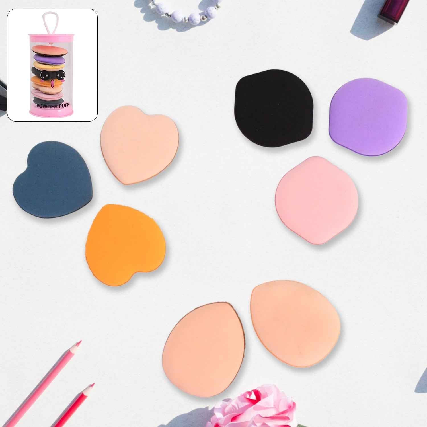 Mini Finger Makeup Powder Puff – Precise 8-Pcs Multicolor Set