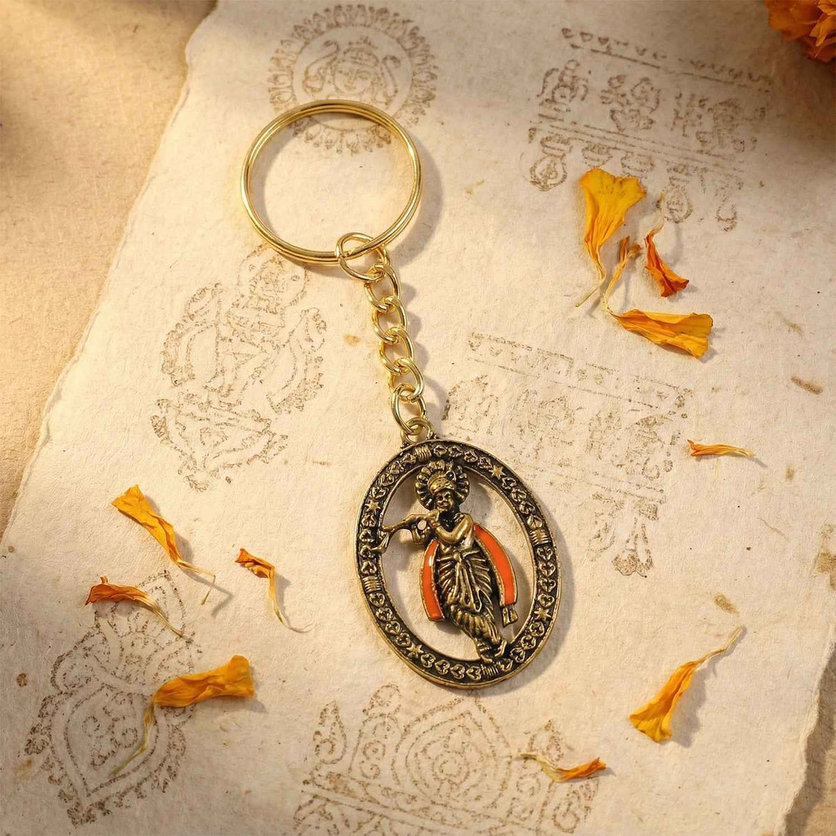 Lord Krishna Metal Keychain – Traditional Spiritual Accessory