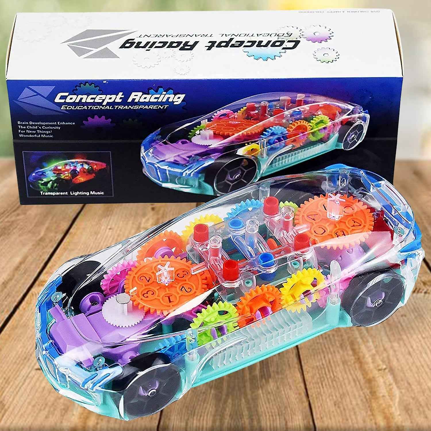 Gear Car Toy – Transparent, Musical & 3D Lights for Kids | Spark Tots