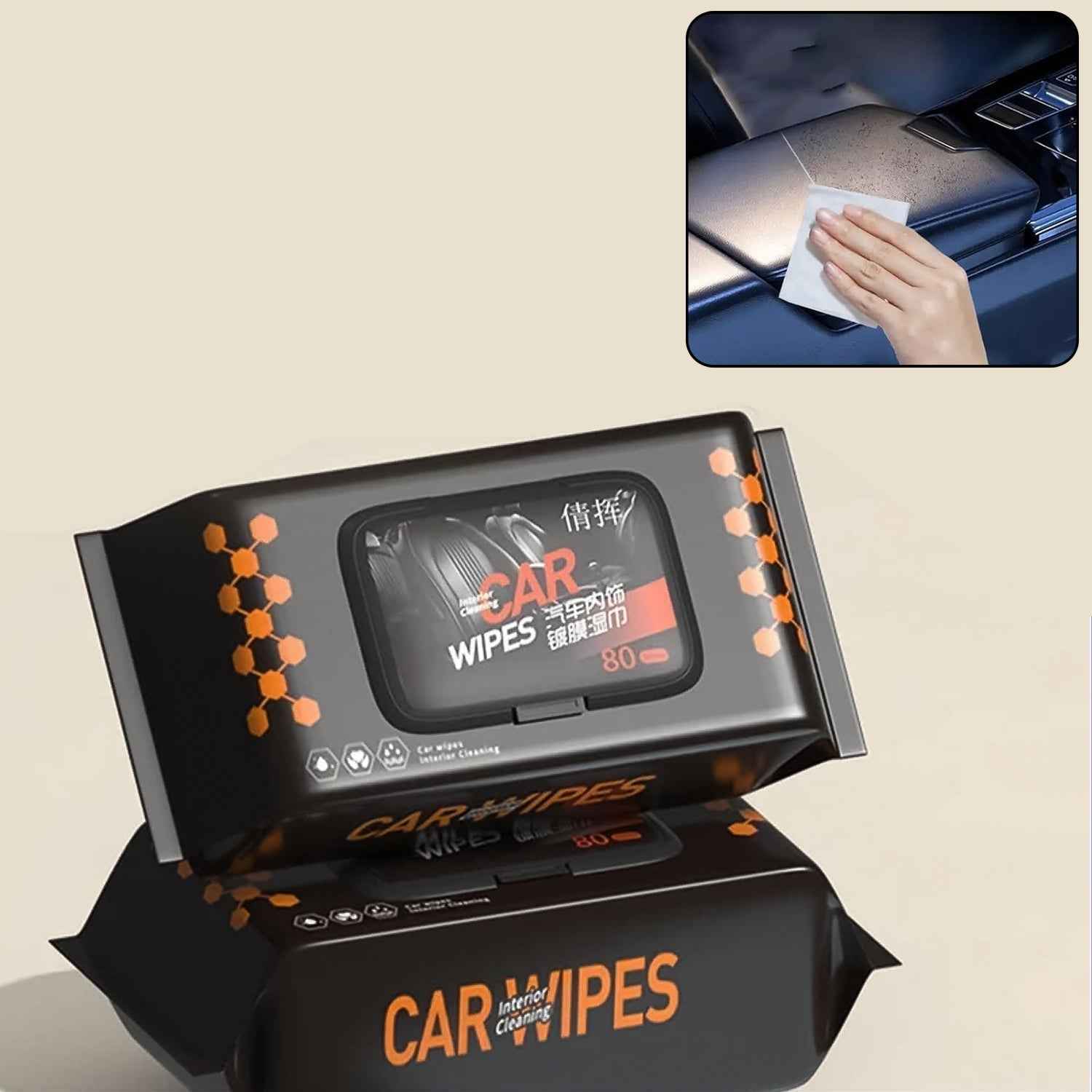 Pack of 80 Car Cleaning Wipes for interior car care