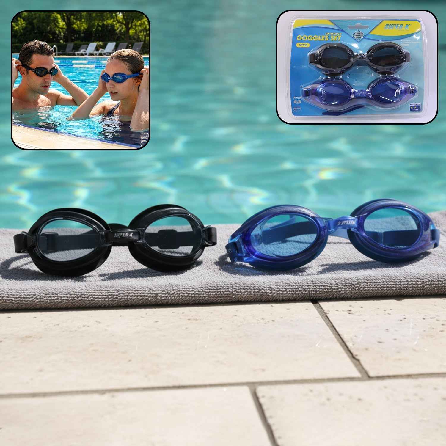 Swimming Goggles – Anti-Fog, Water-Resistant 2-Piece Set