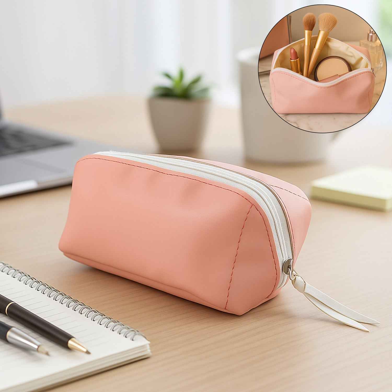 Cosmetic & Pencil Pouch – Durable PU Leather Travel Organizer
