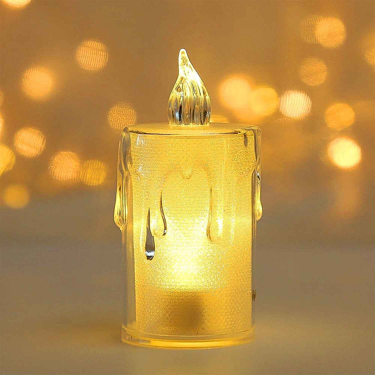 Diwali LED Candle with crystal glitter effect shimmering elegantly.